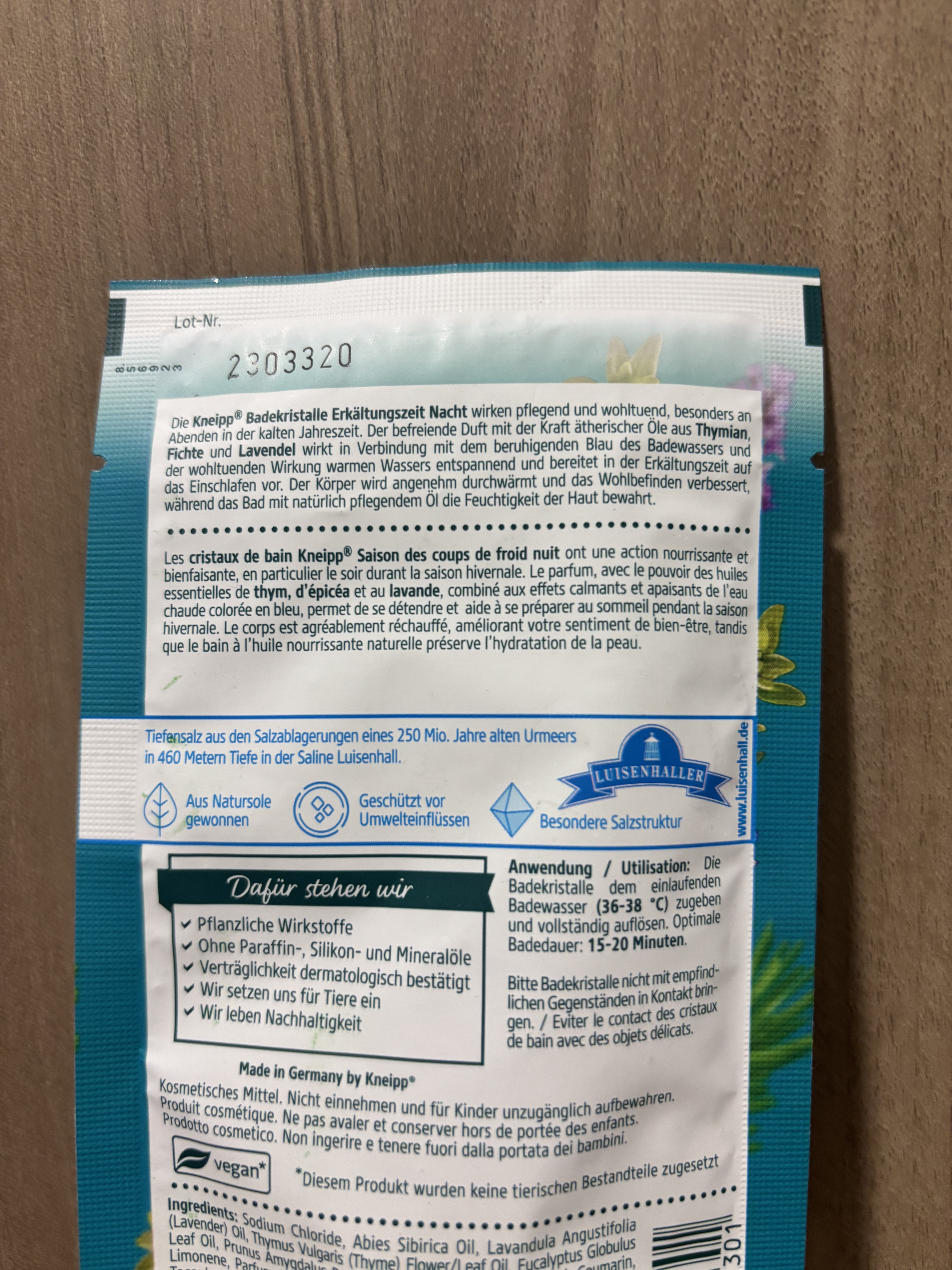 クナイプ グーテナハト バスソルト ホップ＆バレリアンの香り/クナイプ/無機塩系入浴剤を使ったクチコミ（2枚目）