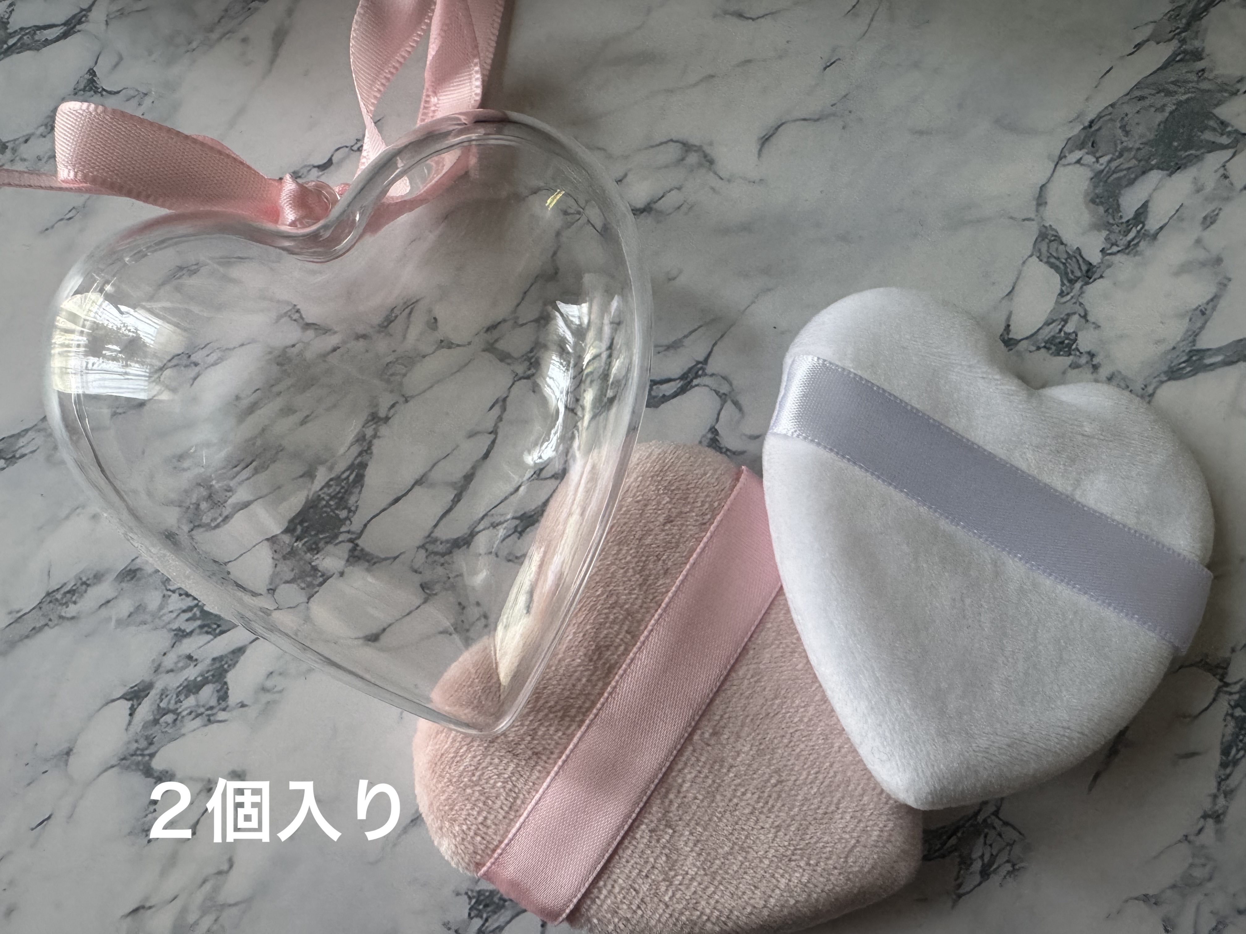 パウダーパフ（ケース付、ハート、2個、ベルト付）/DAISO/パフ・スポンジを使ったクチコミ（2枚目）