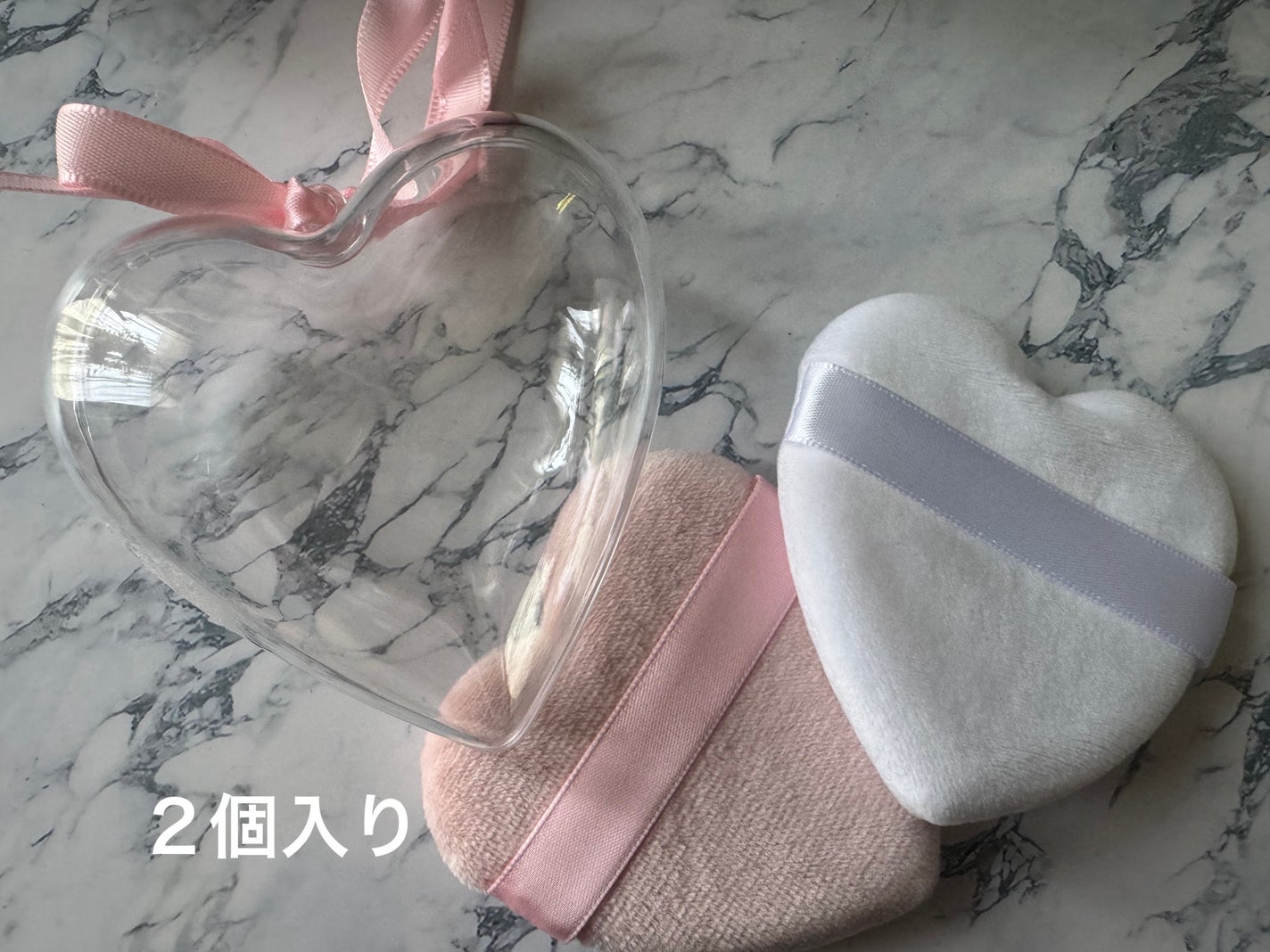 パウダーパフ(ケース付、ハート、2個、ベルト付)/DAISO/パフ・スポンジを使ったクチコミ(2枚目)