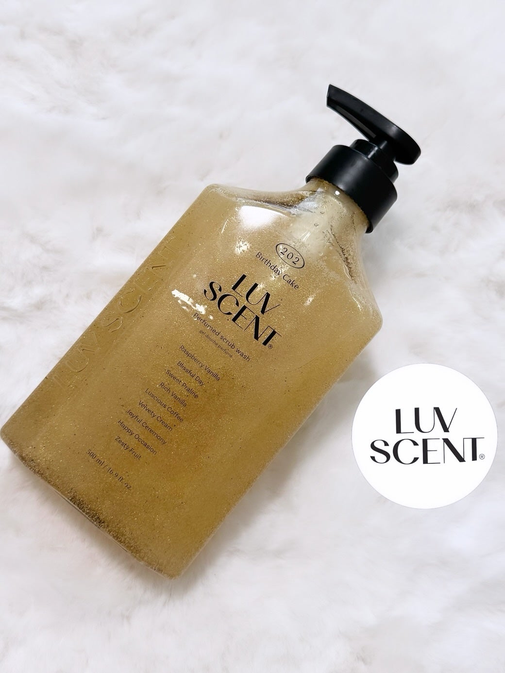 スクラブボディウォッシュ バースデイケーキ ラズベリーバニラ/LUV SCENT/ボディスクラブを使ったクチコミ(1枚目)