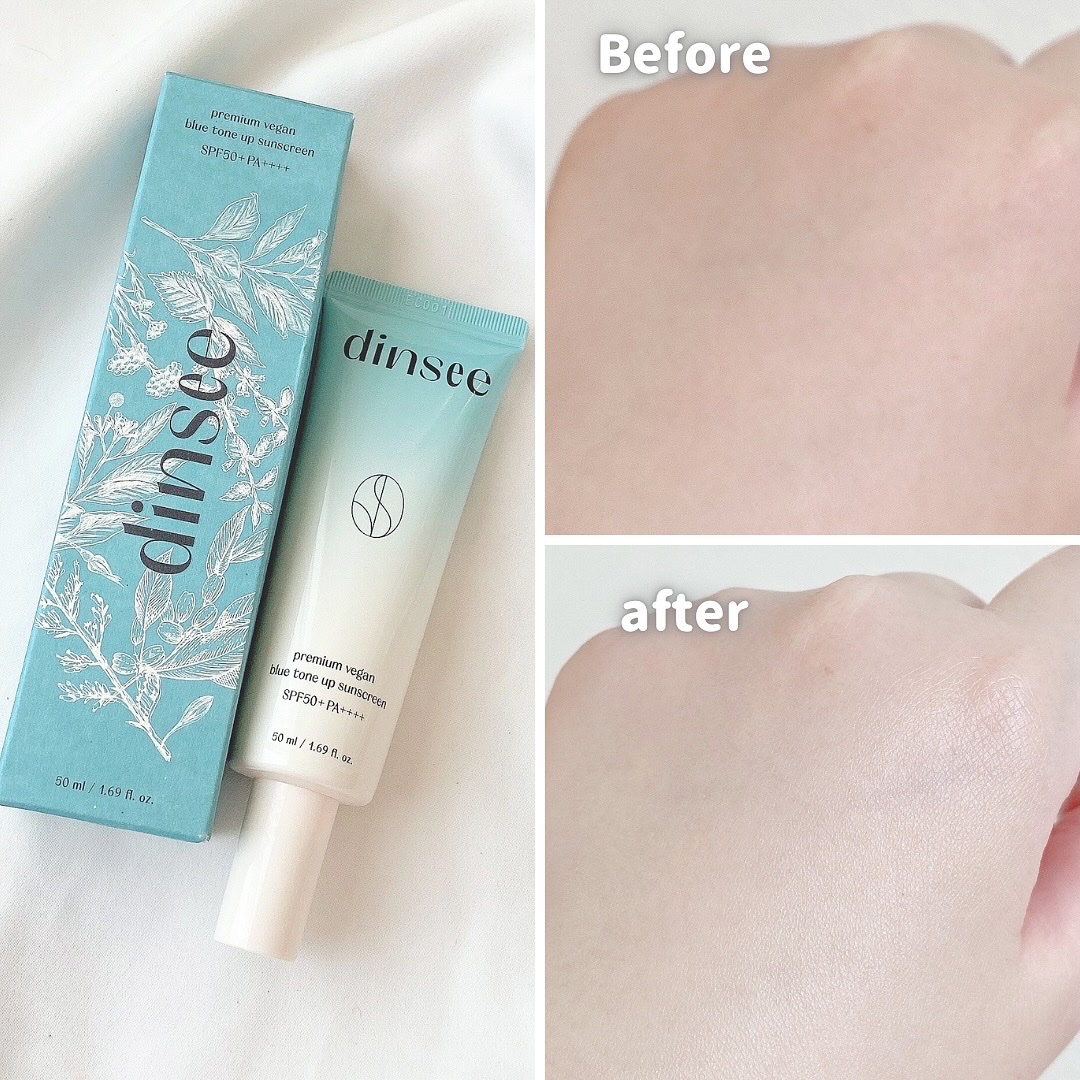 プレミアムビーガン ブルートーンアップ サンクリーム SPF50+ PA++++/dinsee/日焼け止めクリームを使ったクチコミ（3枚目）