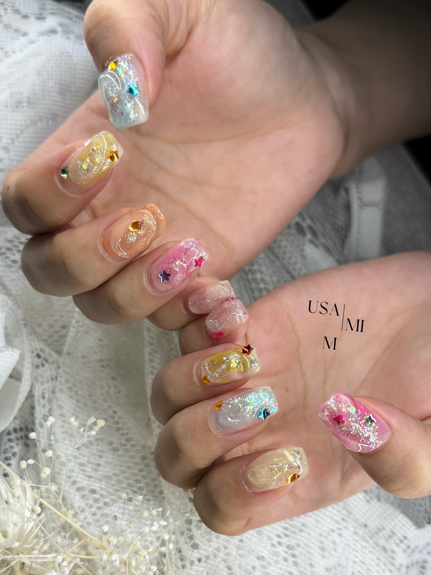 Usamimi@フォロバ強化中 on LIPS 「#タンフルネイル#氷ネイル#カラフルネイル.7月だねぇ🌸Tha..」(1枚目)
