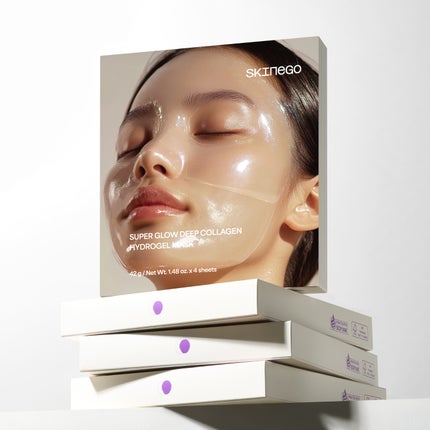 SKINEGO SUPER GLOW DEEP COLLAGEN HYDROGEL MASK 4EA