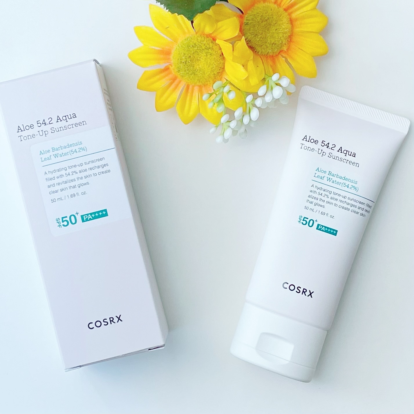 アロエ54.2アクアトーンアップUVクリーム　SPF50+ PA++++/COSRX/日焼け止めクリームを使ったクチコミ（2枚目）