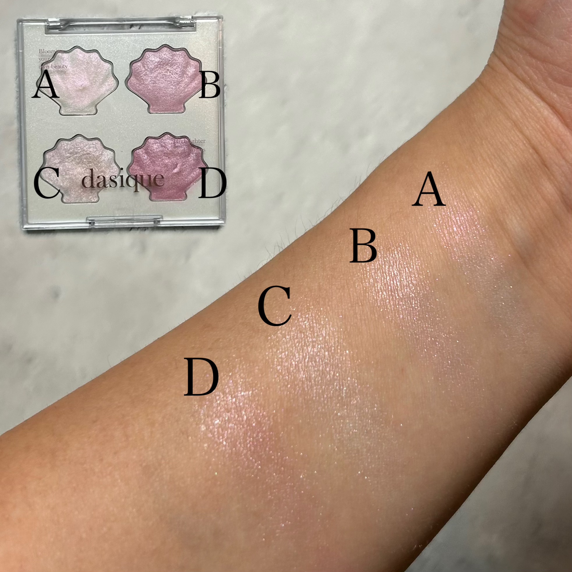 シャイングロイハイライターパレット/dasique/クリームハイライトを使ったクチコミ（2枚目）