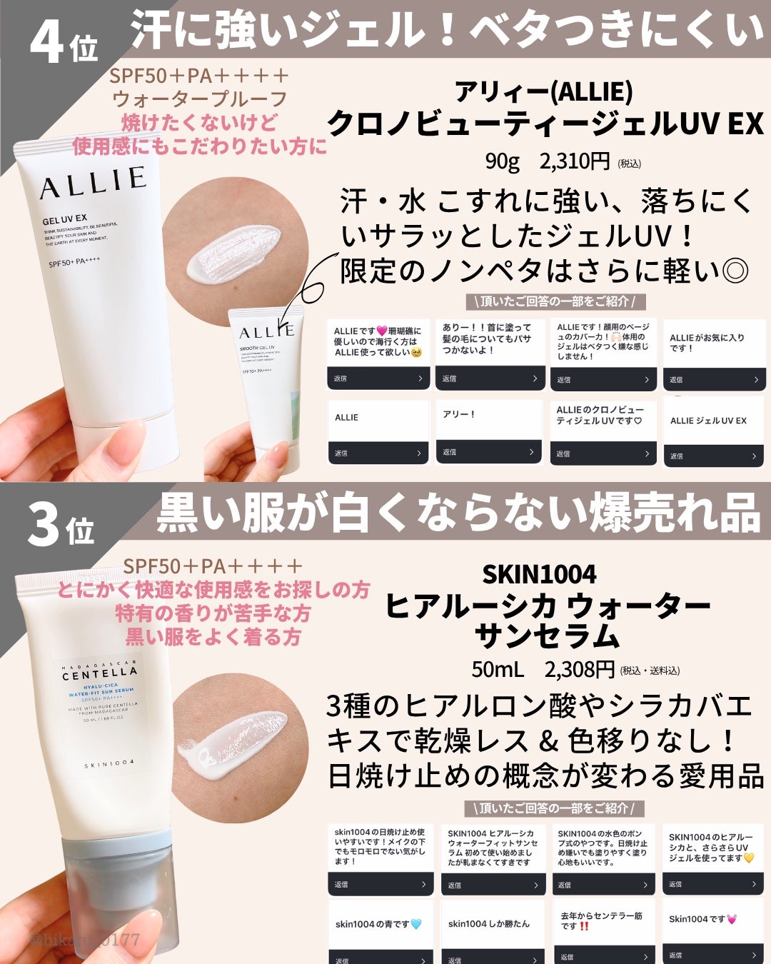 ひかる|肌悩み・成分・効果重視のスキンケア🌷 on LIPS 「日焼け止めランキングTOP10🏆/先日Instagramのフォ..」(6枚目)