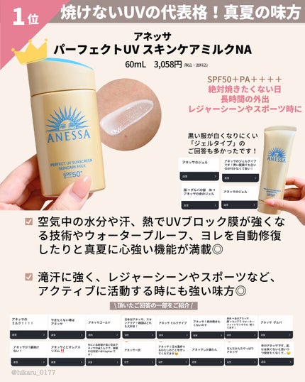 ひかる|肌悩み・成分・効果重視のスキンケア🌷 on LIPS 「日焼け止めランキングTOP10🏆/先日Instagramのフォ..」(8枚目)