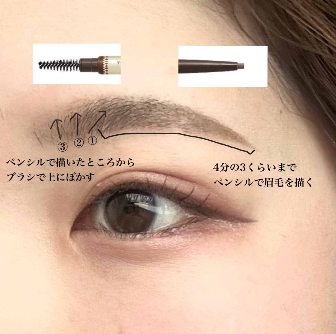 ブラシ付きアイブロウ繰り出し 03 ナチュラルブラウン/CEZANNE/アイブロウペンシルを使ったクチコミ（2枚目）
