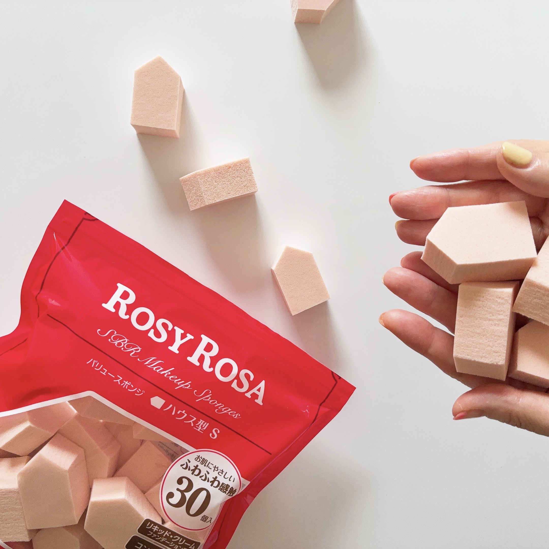 バリュースポンジN ハウス型タイプS 30P/ロージーローザ/パフ・スポンジを使ったクチコミ（1枚目）