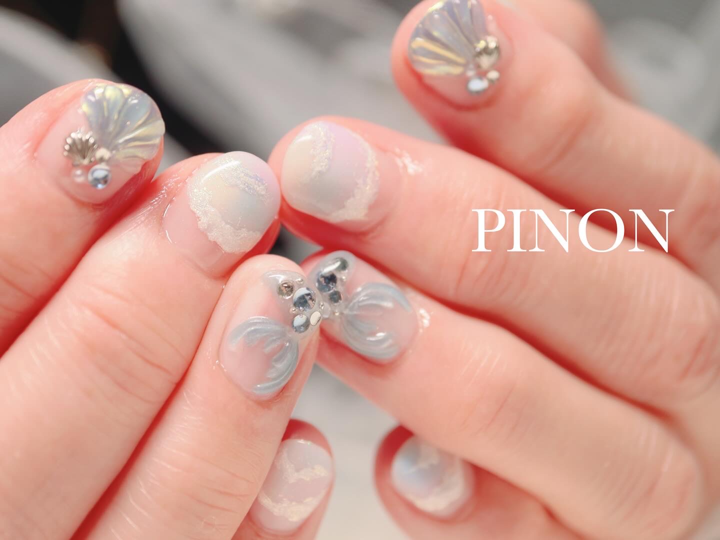 #人魚ネイル,#海ネイル,#ぷっくりネイル,#シェルネイル,#夏ネイルのネイルデザイン