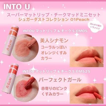 スーパーマットリップ&チークマッドミニセット シュガーダストコレクション/INTO U/メイクアップキットを使ったクチコミ(2枚目)