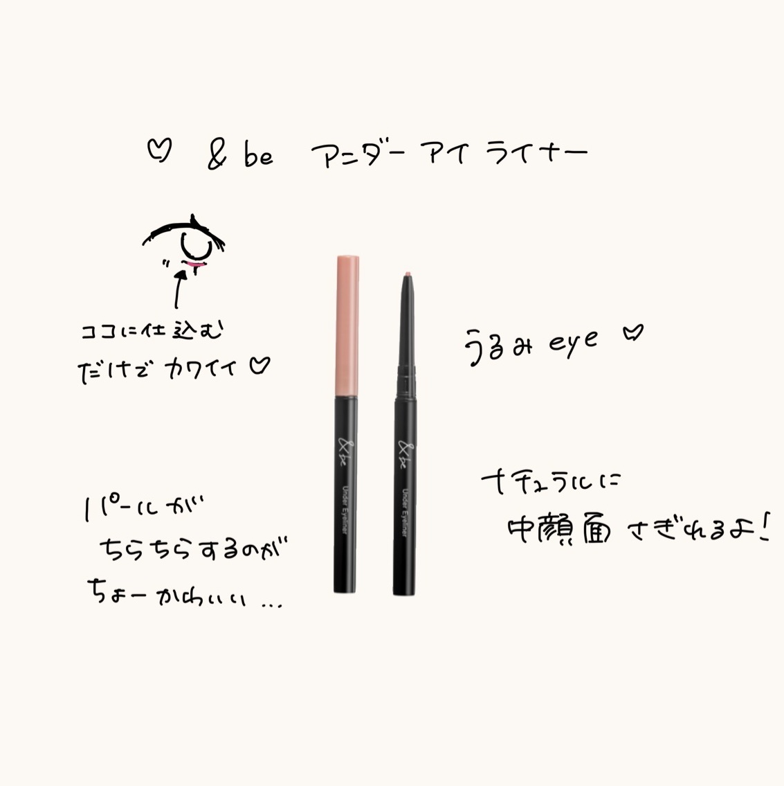 &be アンダーアイライナー ピンクパール/＆be/ジェルアイライナーを使ったクチコミ（2枚目）