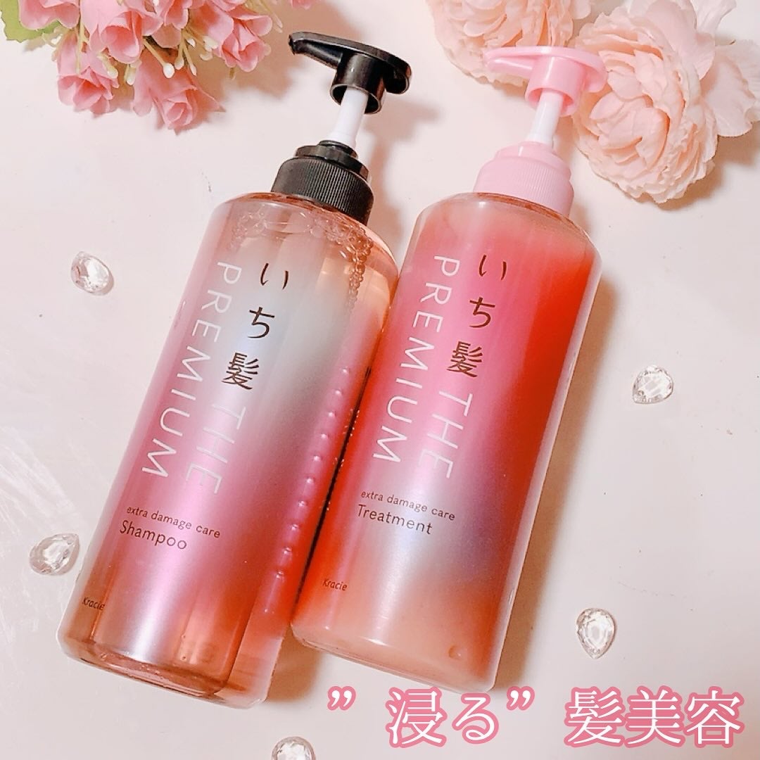 THE PREMIUM エクストラダメージケアシャンプー/トリートメント(シルキースムース)/いち髪/市販シャンプーを使ったクチコミ(1枚目)