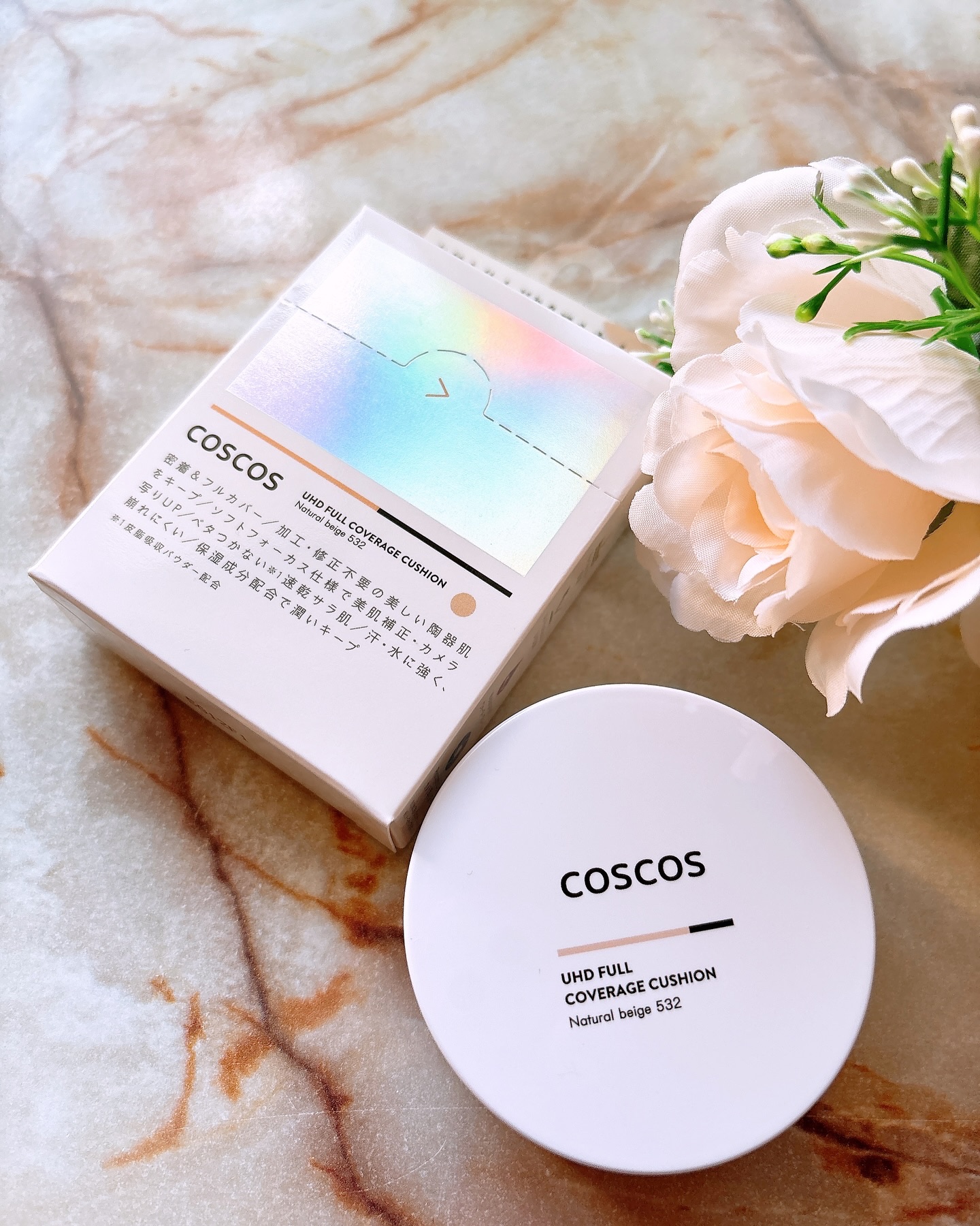 COSCOS UHDフルカバレッジクッション532(ナチュラルベージュ)/COSCOS/クッションファンデーションを使ったクチコミ（1枚目）