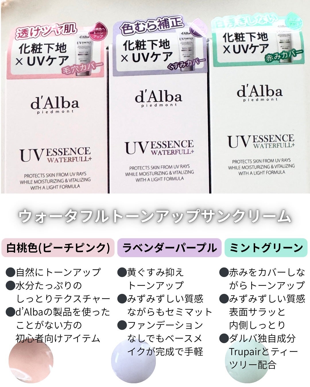 ダルバ ウォータフル トーンアップ サンクリーム(パープル)/ダルバ/日焼け止めクリームを使ったクチコミ(2枚目)