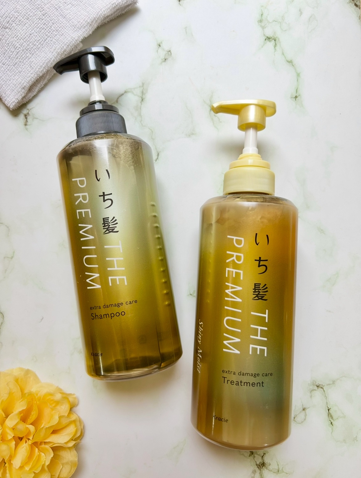 THE PREMIUM エクストラダメージケアシャンプー／トリートメント（シャイニーモイスト）/いち髪/市販シャンプーを使ったクチコミ（1枚目）