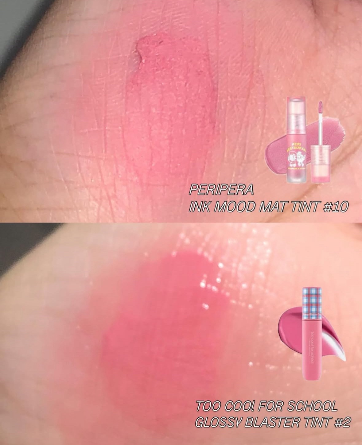 グロッシーブラスターティント #2 COY PINK/too cool for school/リップティントを使ったクチコミ（1枚目）