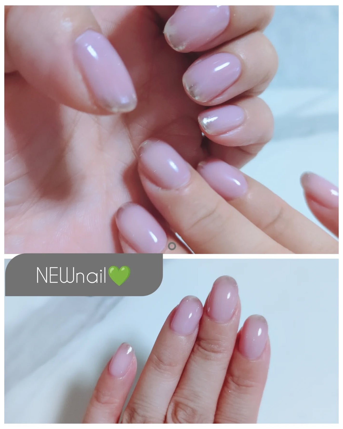 みぃ on LIPS 「NEWnail記録💚青みピンクに先端にシルバーのミラーを。なじ..」(1枚目)