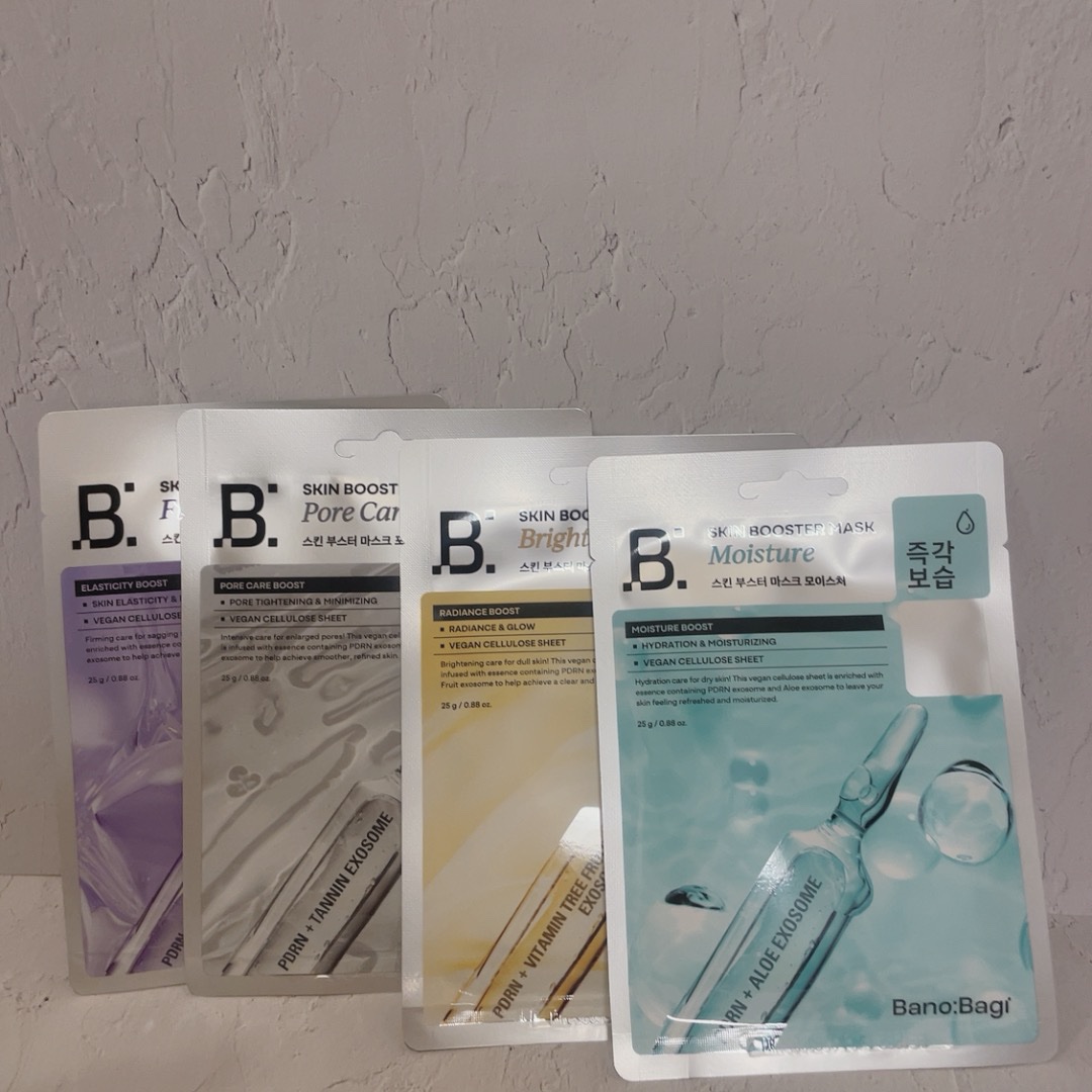 BANOBAGI スキンブースターマスクブライトニングのクチコミ「BANOBAGI様からいただきました
スキンブースター マスク 4種類（モイスチャー、ポアケア.....」（2枚目）