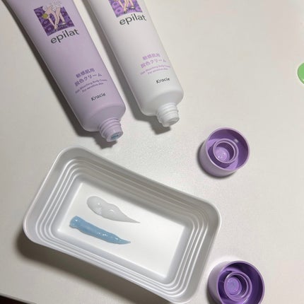 エピラット 脱色クリーム 敏感肌用のクチコミ「垢抜けの近道は眉脱色にあり!
やろうと思ったのは、ネットでずっとおすすめされていたのと、夏は.....」(1枚目)