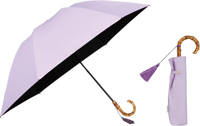 UVO(ウーボ)【3段/折りたたみ】最強の日傘 3段折  ラベンダー（13:無地タッセル）