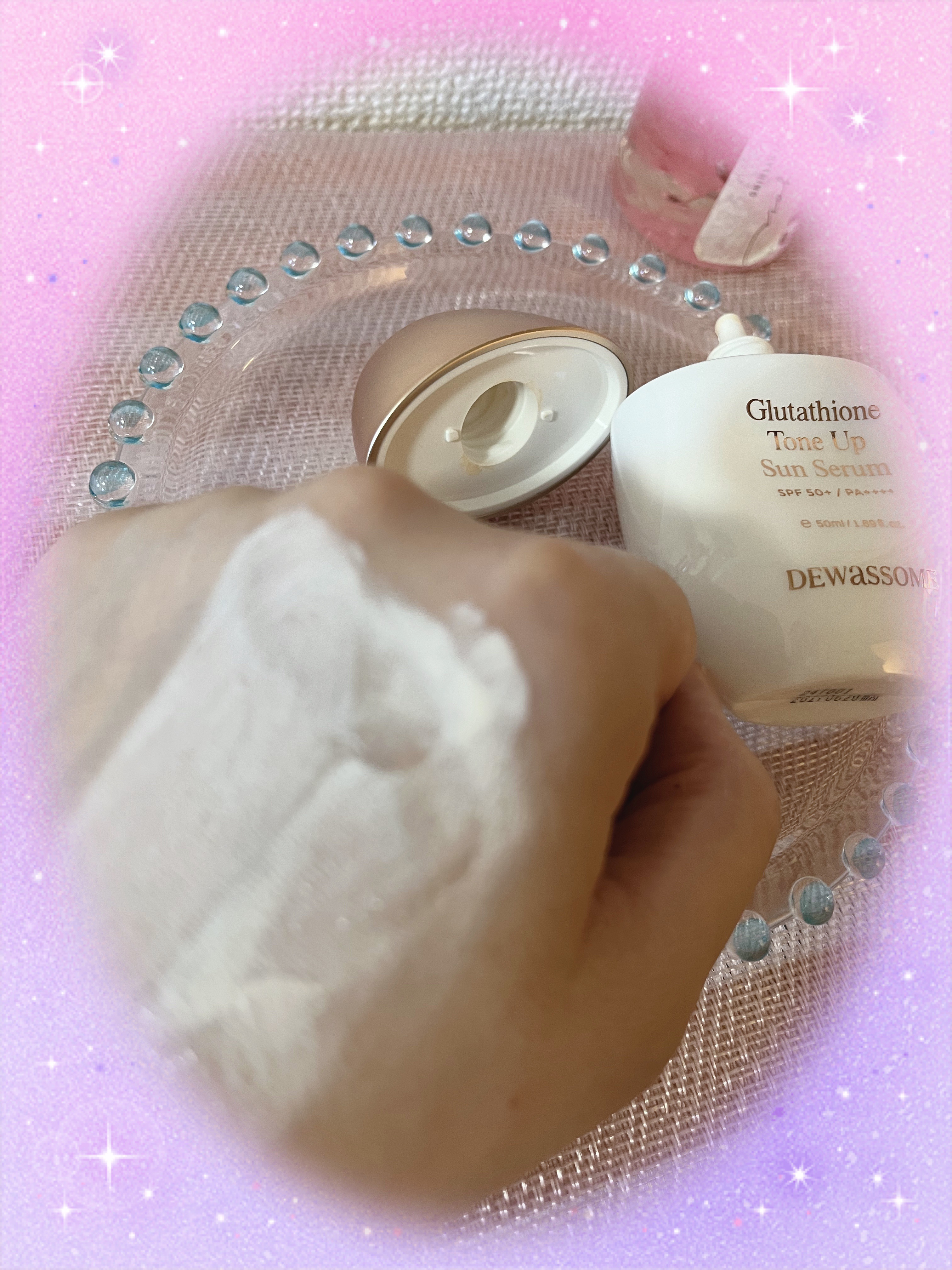 グルタチオントーンアップサンセラム/DEWASSOME/日焼け止めクリームを使ったクチコミ（3枚目）