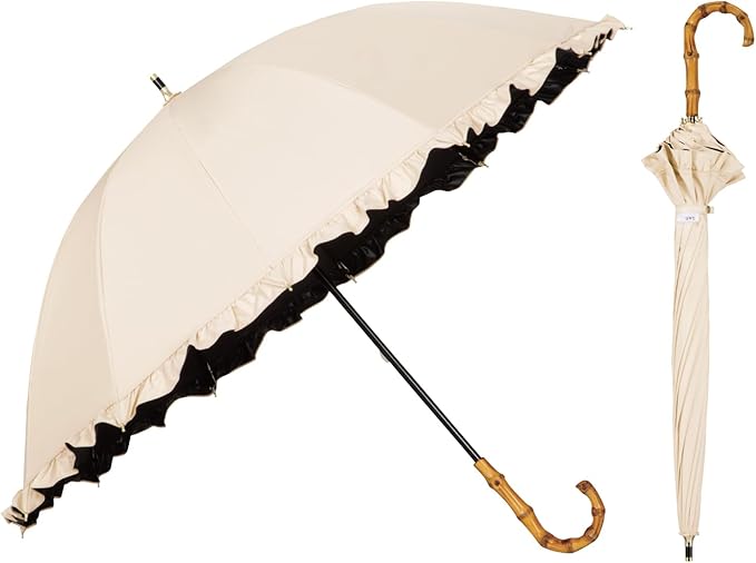 UVO(ウーボ)【12本骨/長傘】最強の日傘 ベージュ（24:フリル）