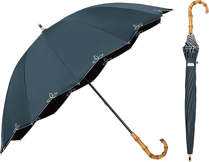 UVO(ウーボ)【12本骨/長傘】最強の日傘 ブルーグレー（23:刺繍スカラップ）
