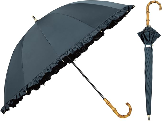 UVO(ウーボ)【12本骨/長傘】最強の日傘 ブルーグレー（24:フリル）