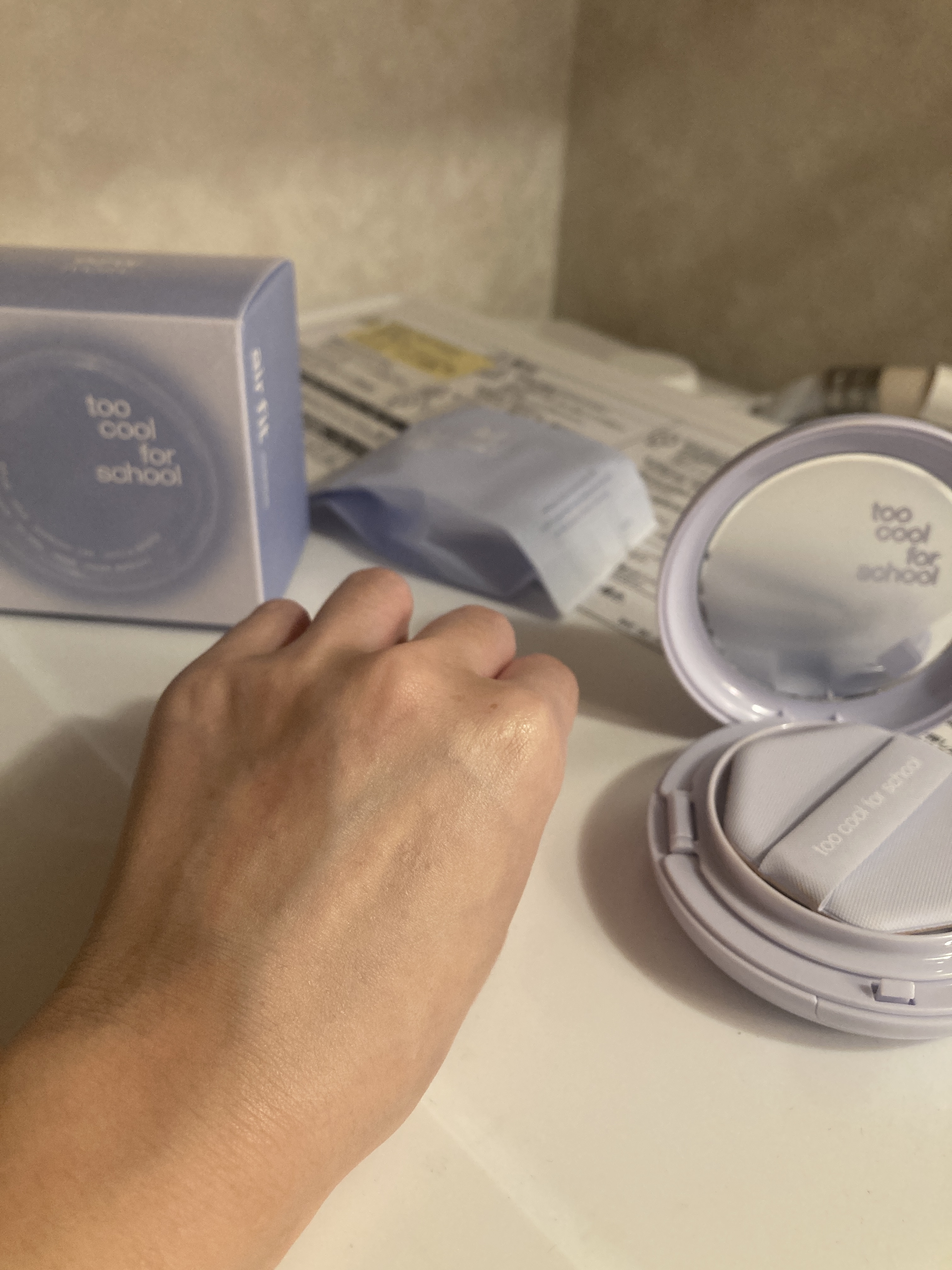 エアーフィットクッション #2w ウォームアイボリー/too cool for school/クッションファンデーションを使ったクチコミ（3枚目）