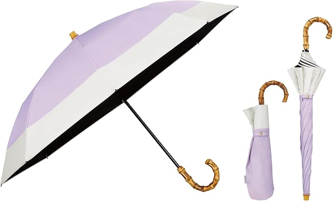 UVO(ウーボ)【2段/折りたたみ】最強の日傘 2段折 ラベンダー（11:切り継ぎ）