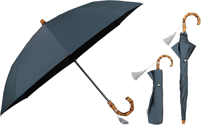 UVO(ウーボ)【2段/折りたたみ】最強の日傘 2段折 ブルーグレー（08:無地タッセル）