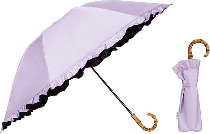 UVO(ウーボ)【3段/折りたたみ】最強の日傘 3段折  ラベンダー（17:フリル）