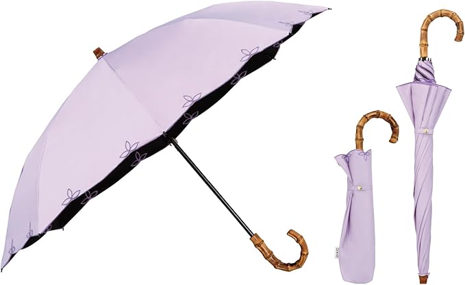 UVO(ウーボ)【2段/折りたたみ】最強の日傘 2段折 ラベンダー（09:刺繍スカラップ）