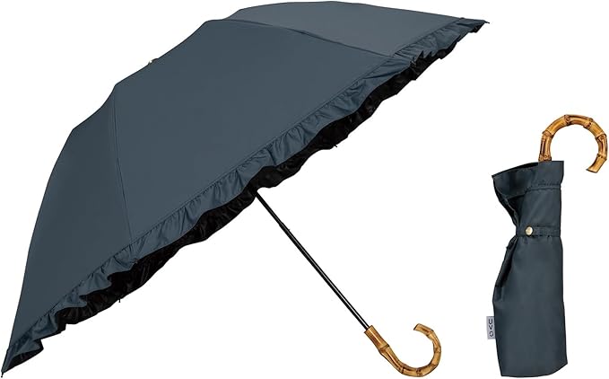 UVO(ウーボ)【3段/折りたたみ】最強の日傘 3段折  ブルーグレー（17:フリル）