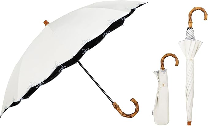 UVO(ウーボ)【2段/折りたたみ】最強の日傘 2段折 オフ（09:刺繍スカラップ）