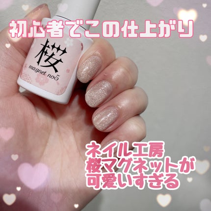 ネイル工房 桜マグネットのクチコミ「桜っぽカラーがかわいいジェルネイル❤️
ネイル工房
桜マグネット 5
マグネットキラ.....」(1枚目)