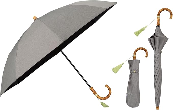 UVO(ウーボ)【2段/折りたたみ】最強の日傘 2段折 グレー（08:無地タッセル）