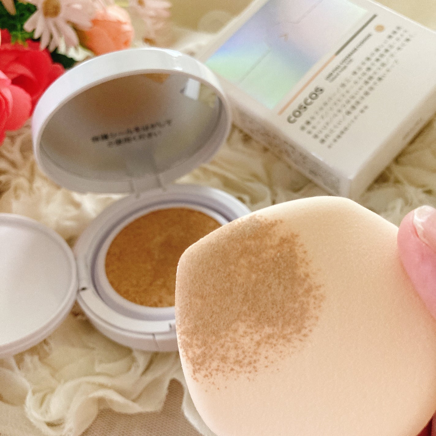 COSCOS UHDフルカバレッジクッション532(ナチュラルベージュ)/COSCOS/クッションファンデーションを使ったクチコミ(4枚目)