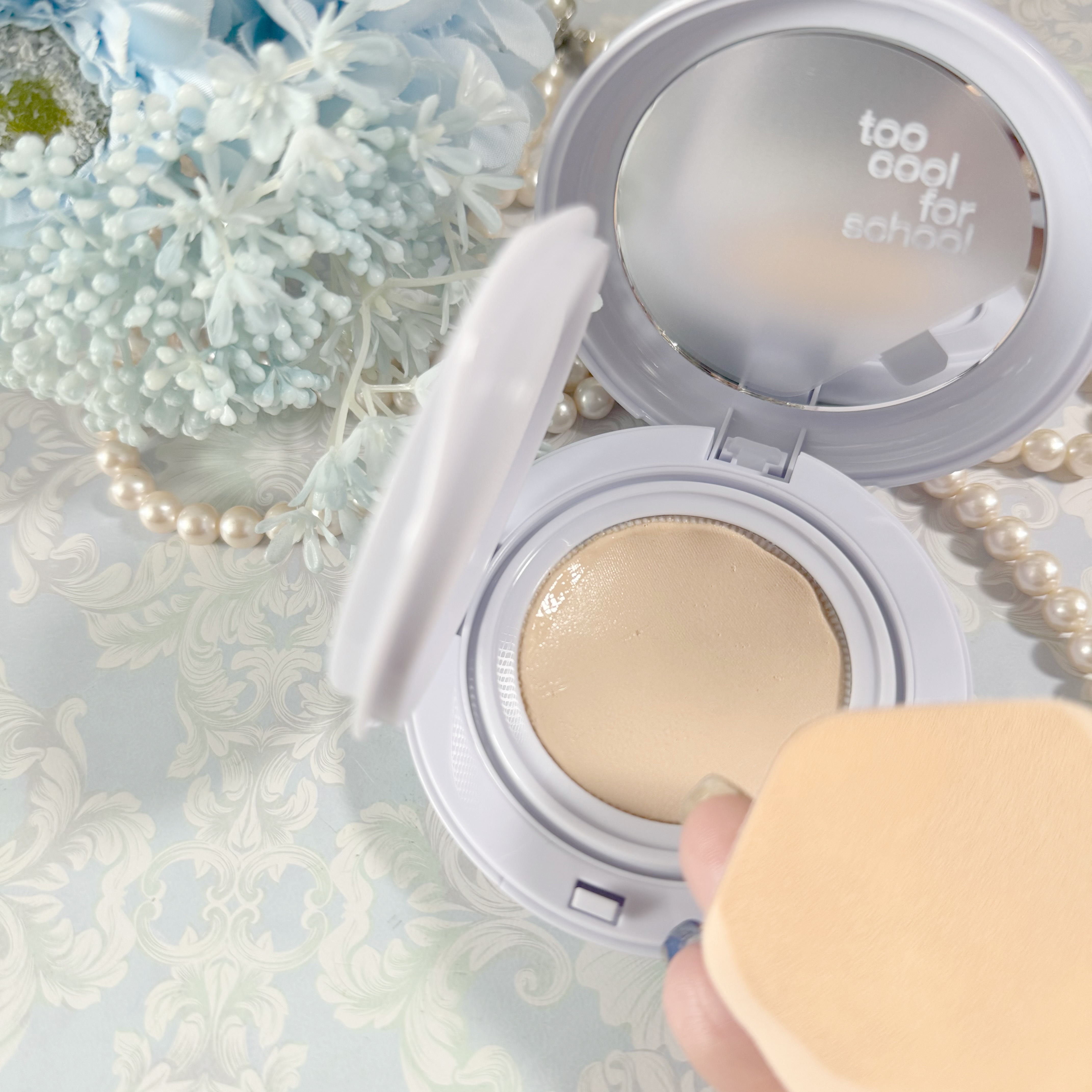 エアーフィットクッション #3 ベージュ/too cool for school/クッションファンデーションを使ったクチコミ（3枚目）