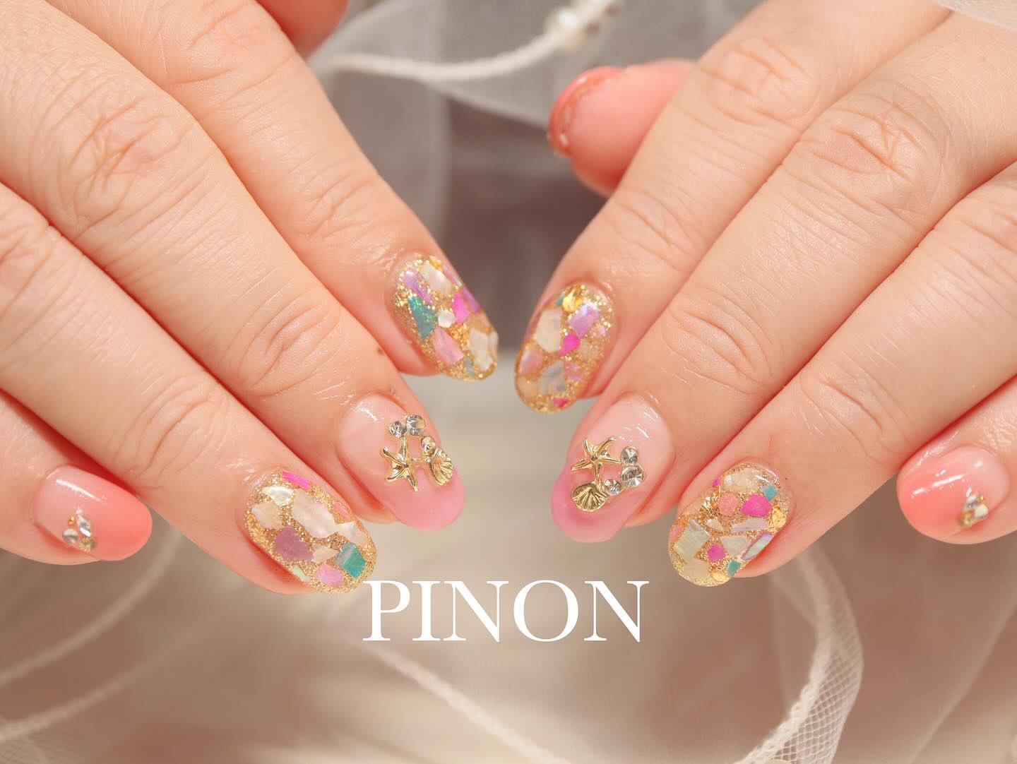 #シェルネイル,#夏ネイル,#海ネイルのネイルデザイン