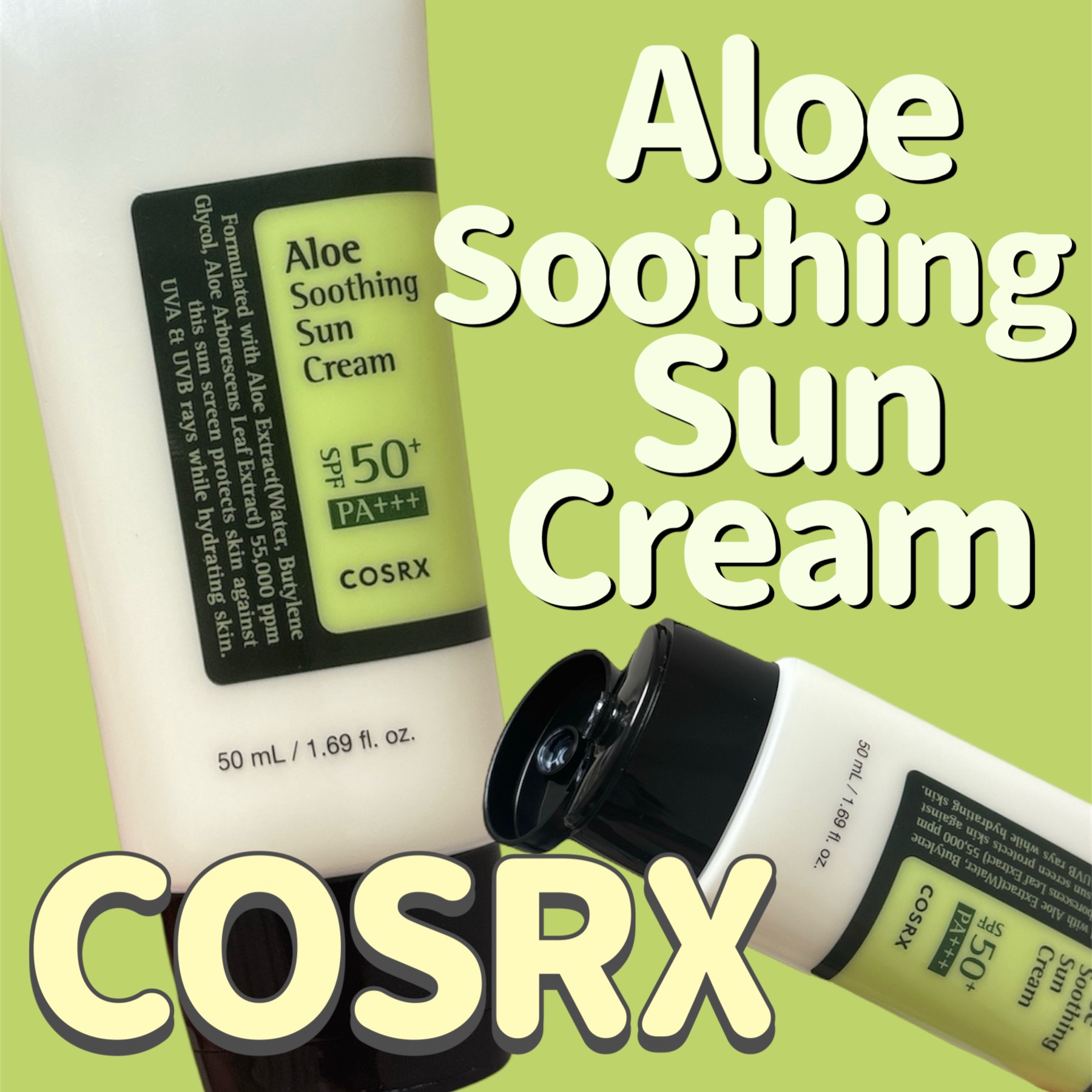 
アロエ葉エキスで
肌の鎮静と水分を補給🌱

COSRX
アロエスージングUVクリーム
SPF50+ PA+++


今年こそ使い始めなきゃー…
って思ってた日焼け止め🧴

結構ぺたぺたするから
髪が顔について嫌すぎる🤢

パウダーで