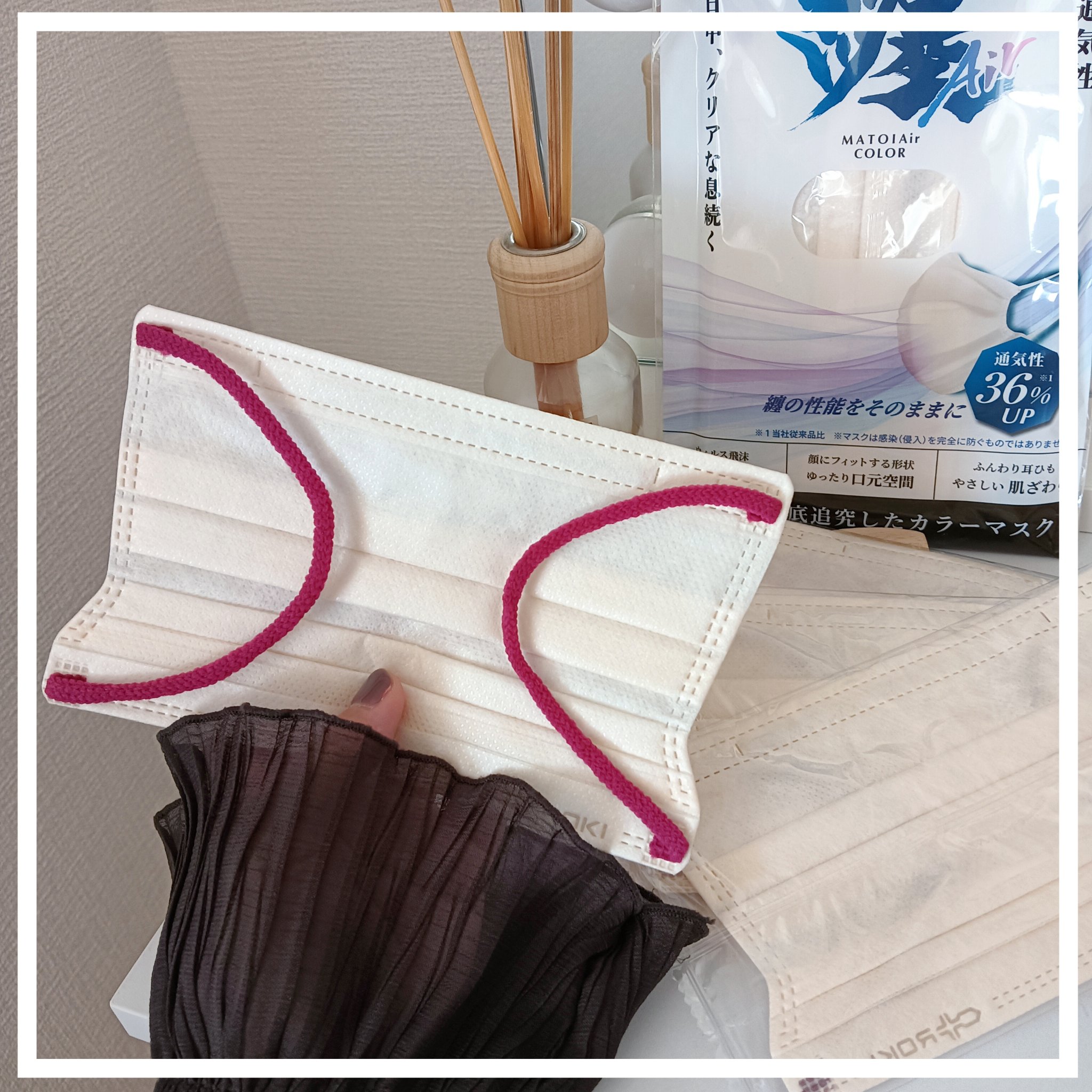 カラーマスク バイカラー 7枚入り/ROKI/マスクを使ったクチコミ（1枚目）