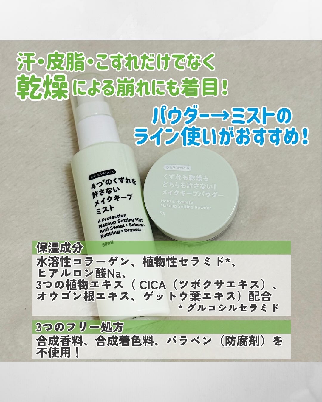 4つのくずれを許さないメイクキープミスト/からだWelcia・くらしWelcia/ミスト状化粧水を使ったクチコミ(2枚目)