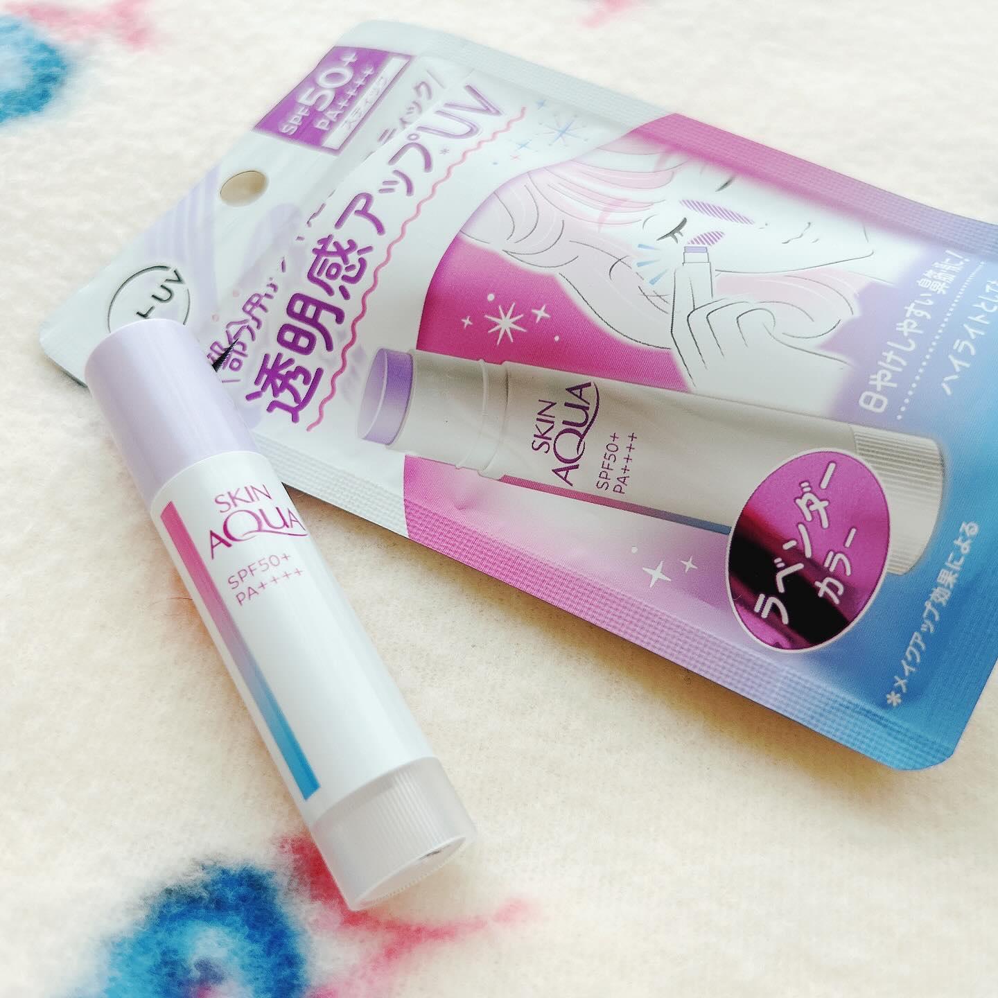 スキンアクア トーンアップUVスティック ラベンダー/スキンアクア/日焼け止めスティックを使ったクチコミ（1枚目）