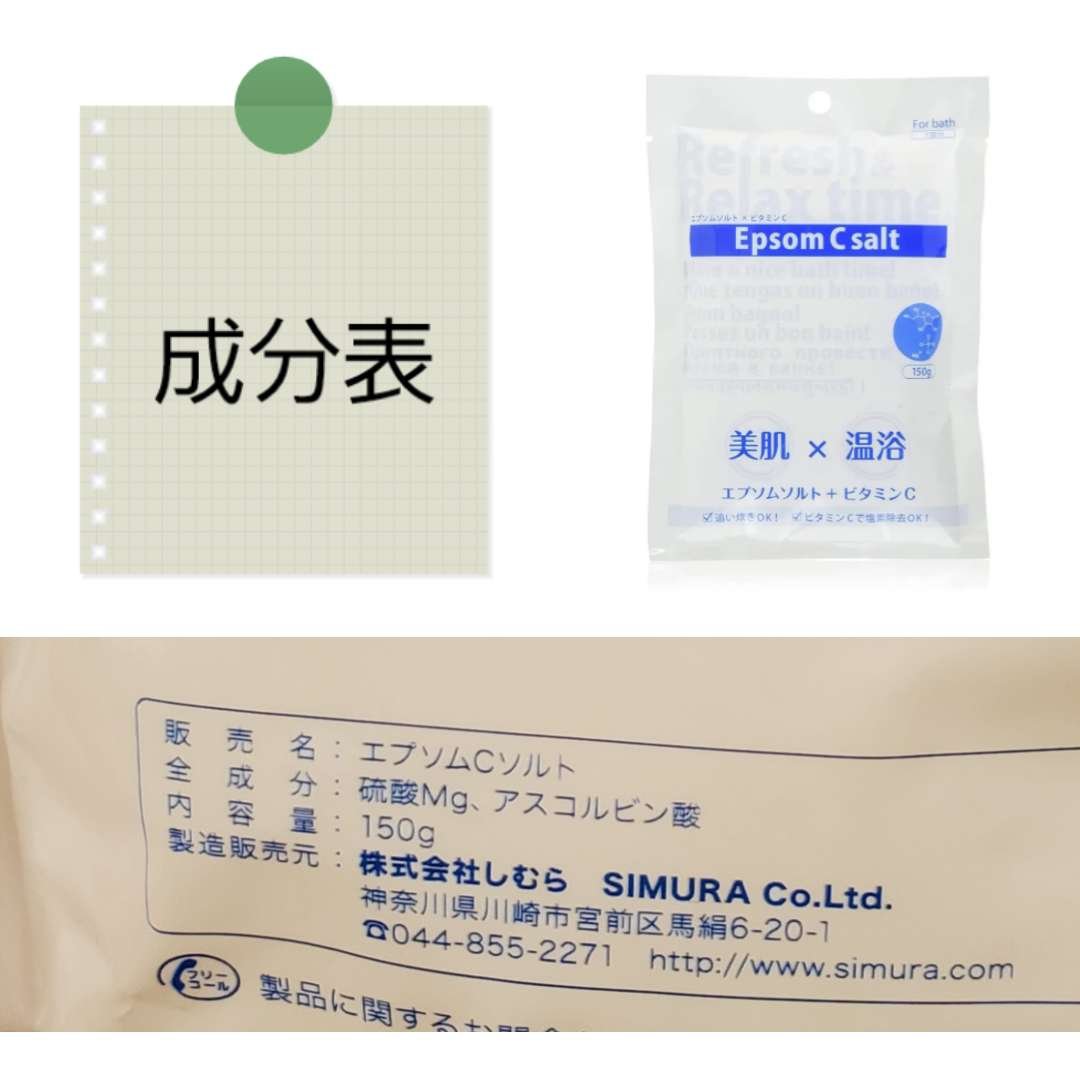 エプソムCソルト/シムシムジャパン/無機塩系入浴剤を使ったクチコミ（2枚目）