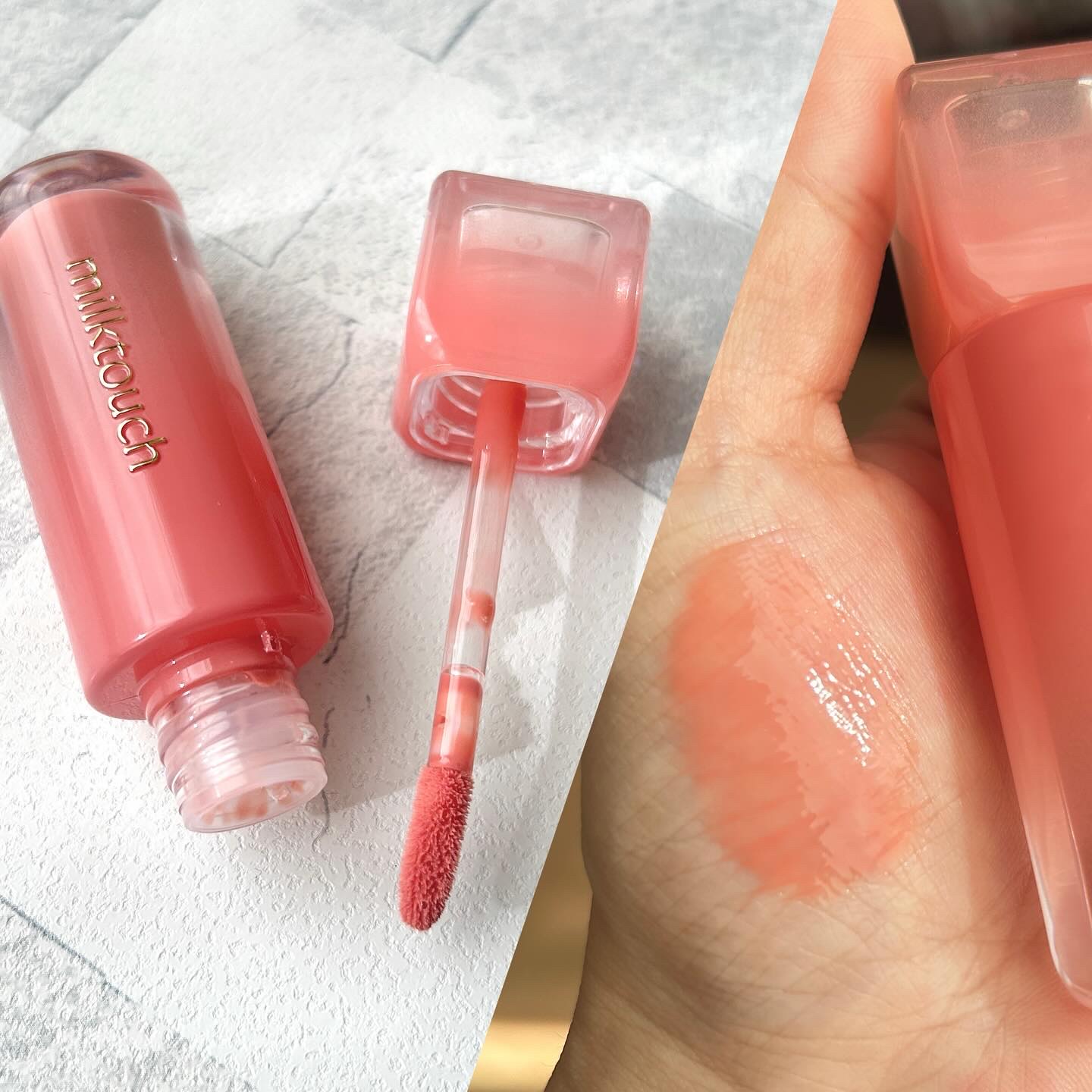 デューステインシアーリップグロス 05 ピーチドロップ/Milk Touch/リップグロスを使ったクチコミ（2枚目）