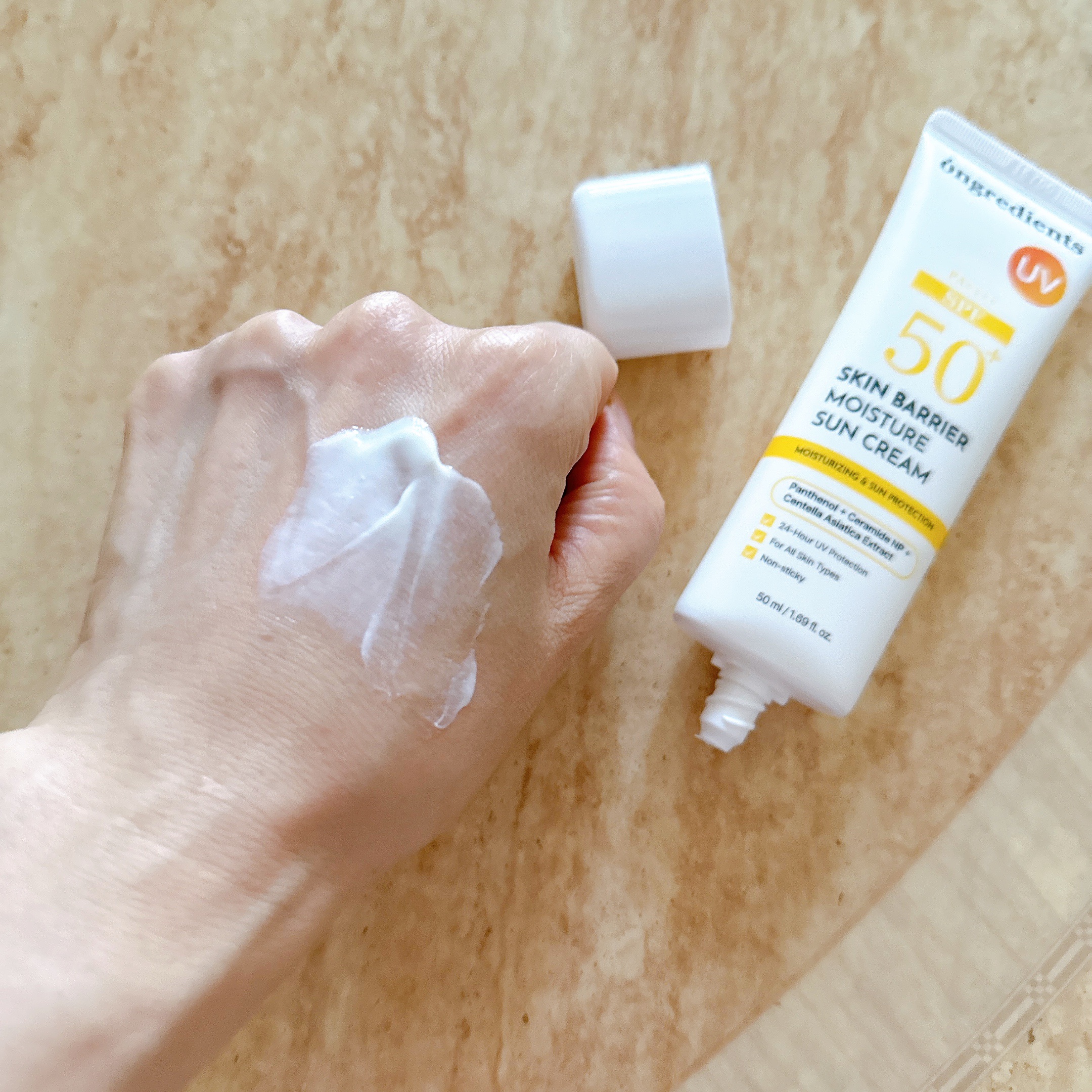 スキンバリアモイスチャーサンクリーム/Ongredients/日焼け止めクリームを使ったクチコミ（3枚目）