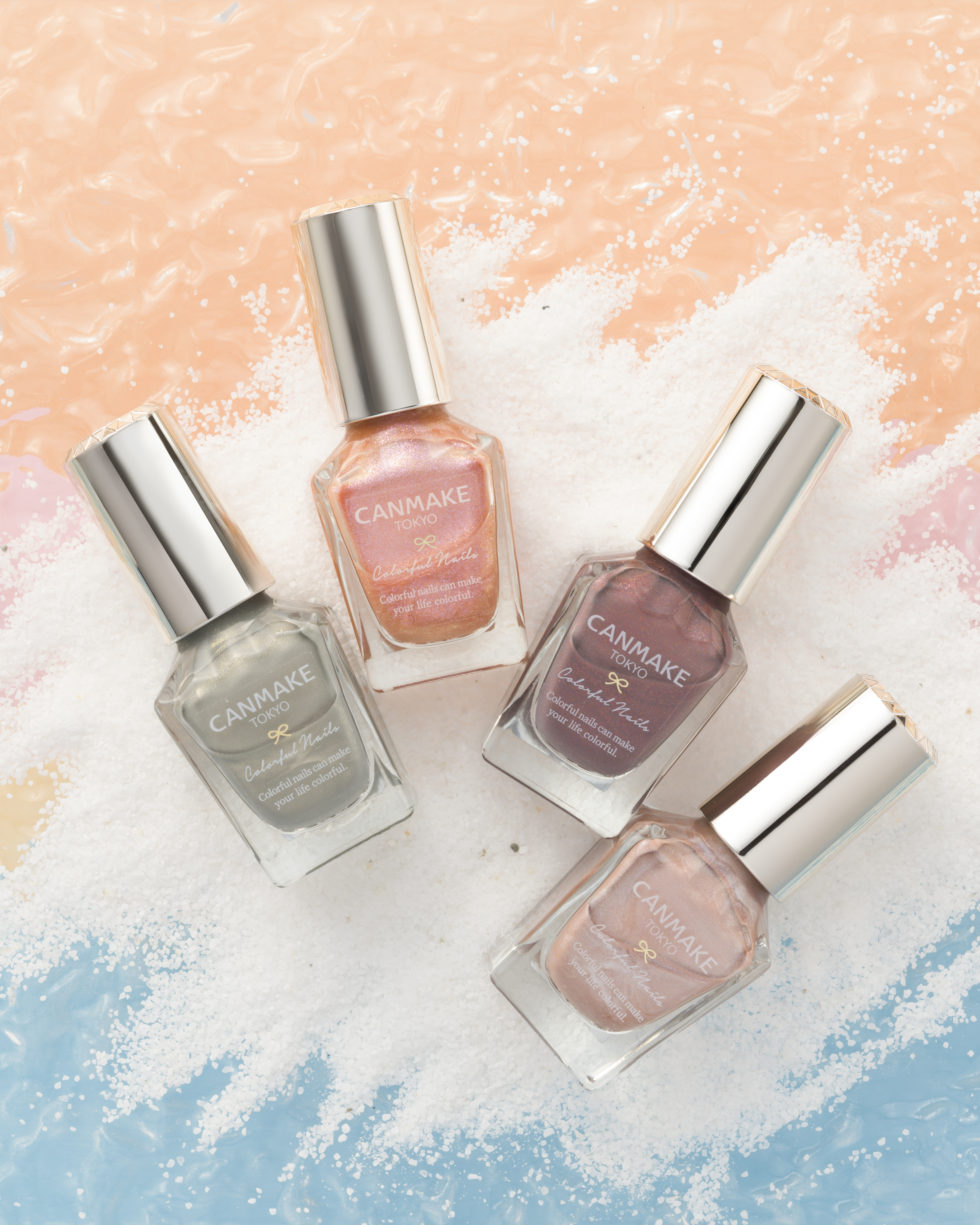 カラフルネイルズ に
夕焼けの海辺をイメージした
4カラーが登場🌅✨

ツヤ・塗りやすさ・速乾性を兼ね備えた
ネイルカラー💅
気になるカラーを色番で教えてください💗

＜先行＞
🌴N119 パームリーフ
ゴールドパール輝くグリーン
