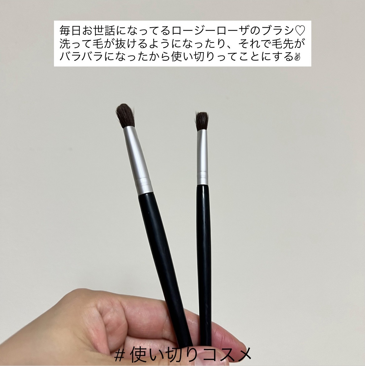 毎日お世話になってるロージーローザのブラシ🖤


洗っているうちに毛が抜けやすくなったり
抜けたり、それによって毛先がバラバラになったり…

あと、ちょっとチクチクなるようになったかな🙄


持ち手に文字が書いてあったけど
気づいたら消